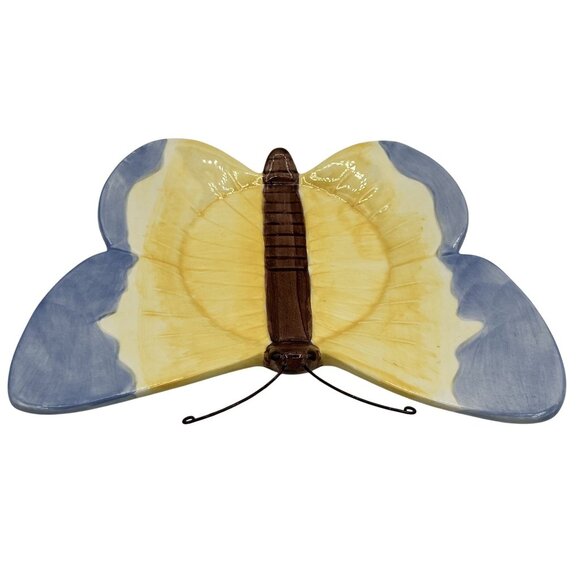Yankee Candle Butterfly Ceramic Jar Holder 6.5"x5" Serene Blue Yellow Home Decor - Picture 8 of 10